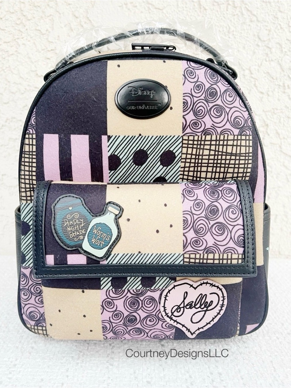 Disney Patchwork 'Sally' Mini Backpack - Pink, Black & Cream